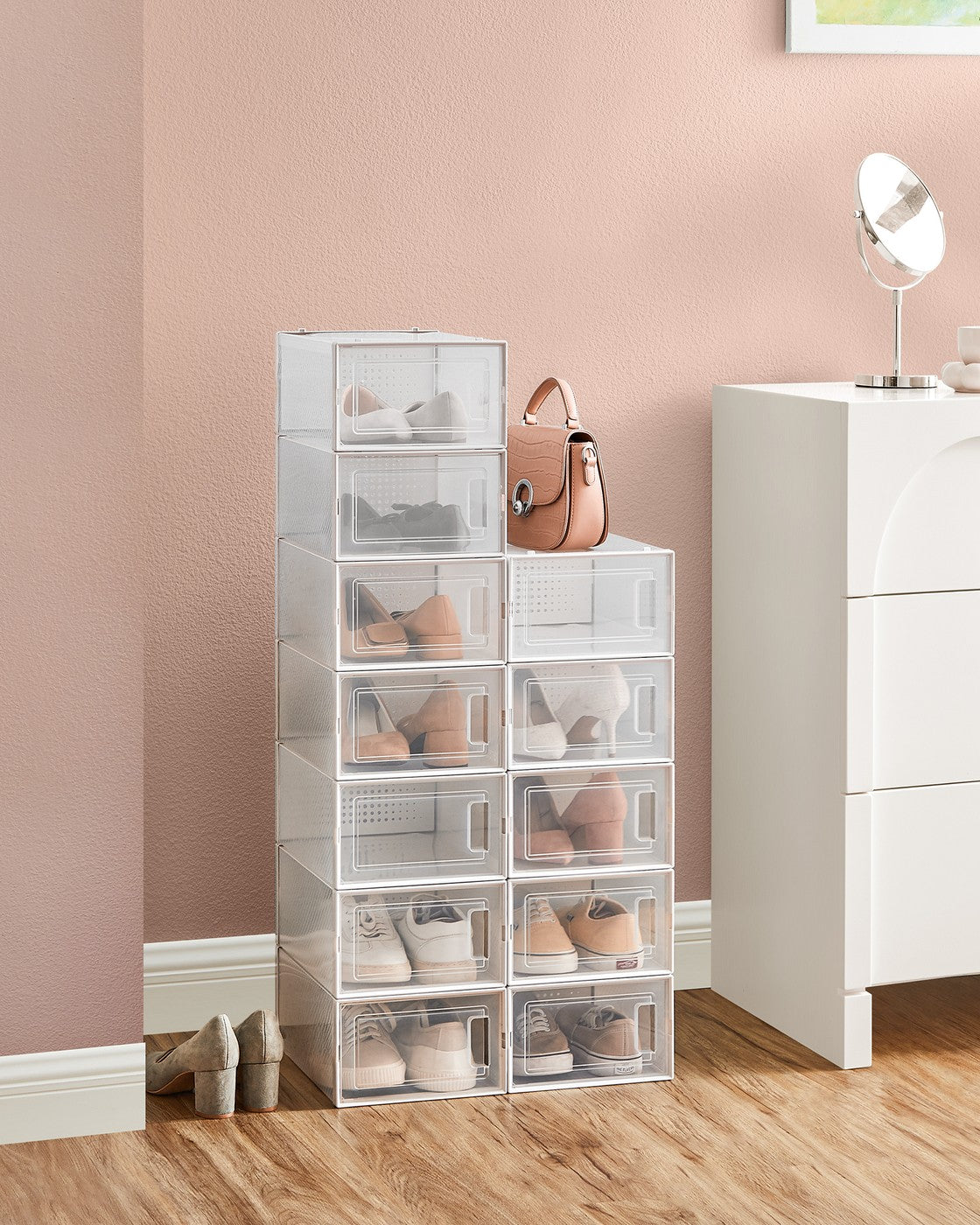 Clear Shoe Boxes - Set Of 15 - Fits Up To US Size 11 - Stackable