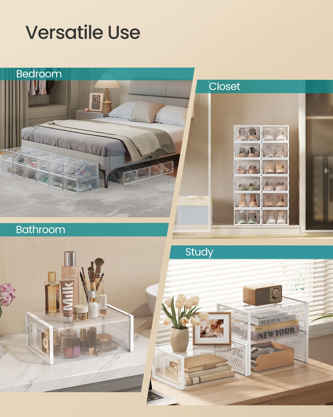 Foldable Clear Shoe Storage Boxes