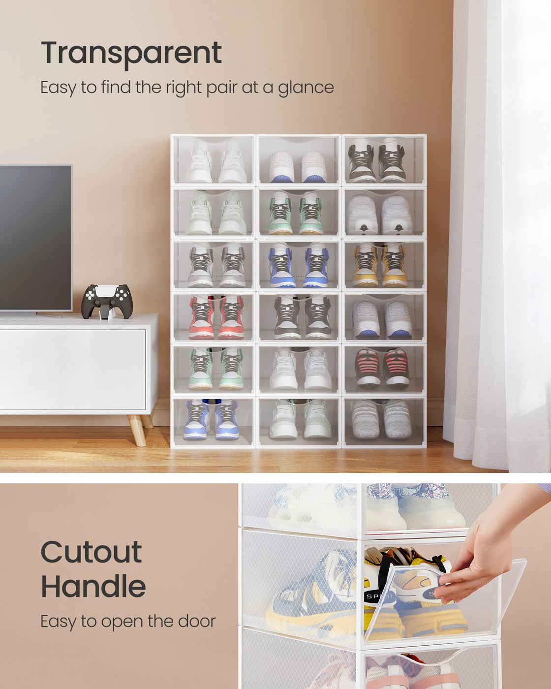 Stackable Clear Shoe Boxes - Set Of 18 - For Closet Or Entryway