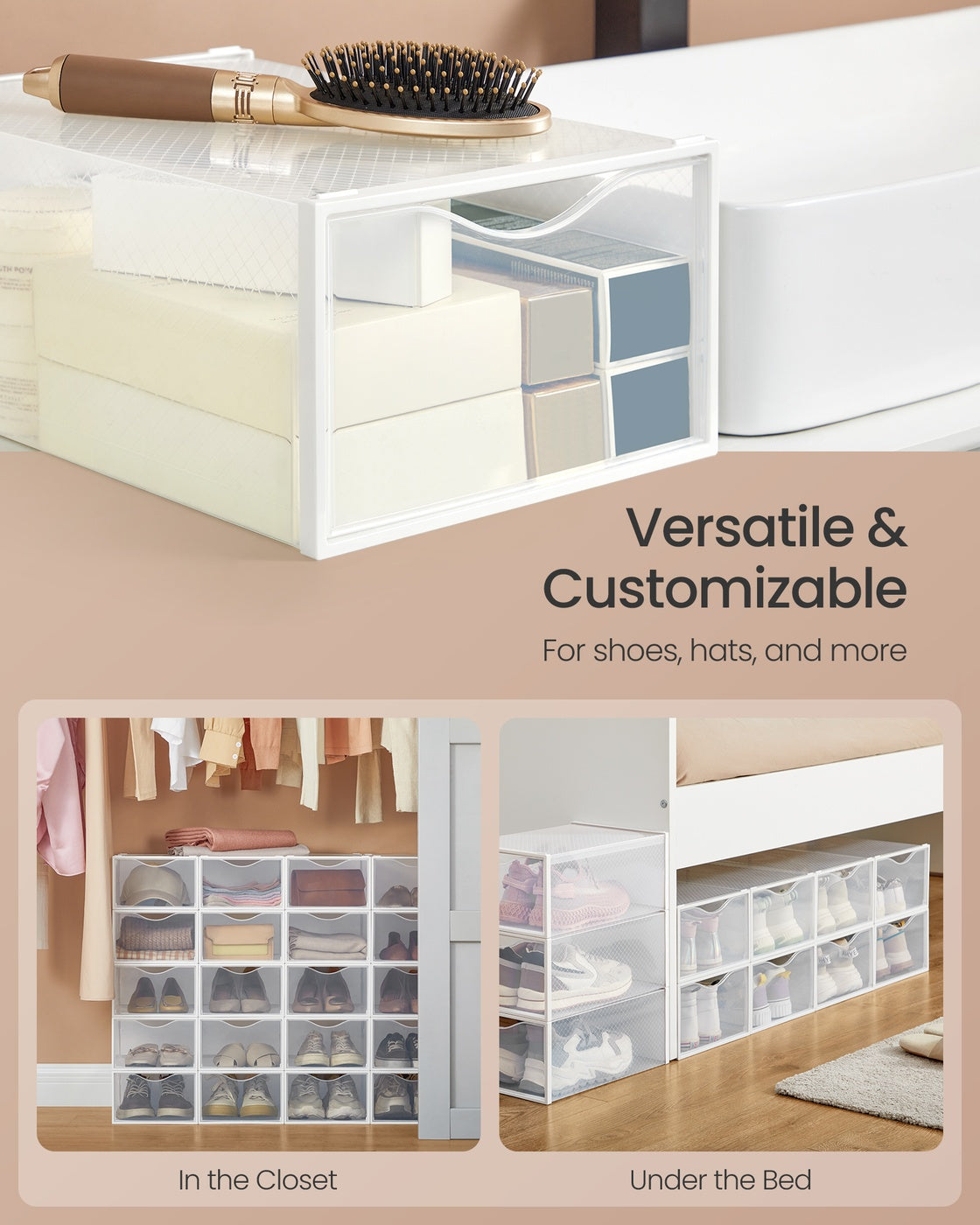 Stackable Clear Shoe Boxes - Set Of 18 - For Closet Or Entryway