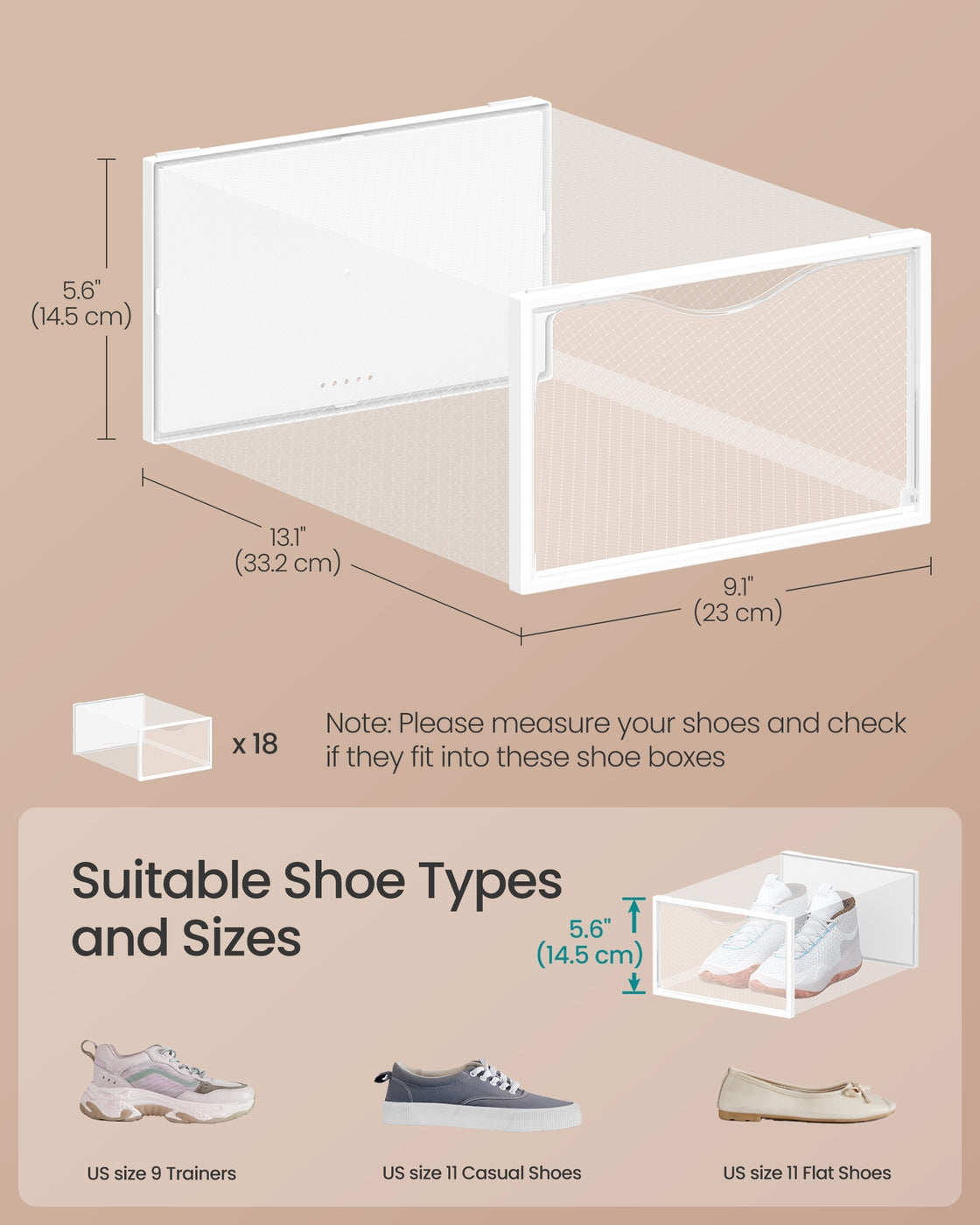 Stackable Clear Shoe Boxes - Set Of 18 - For Closet Or Entryway
