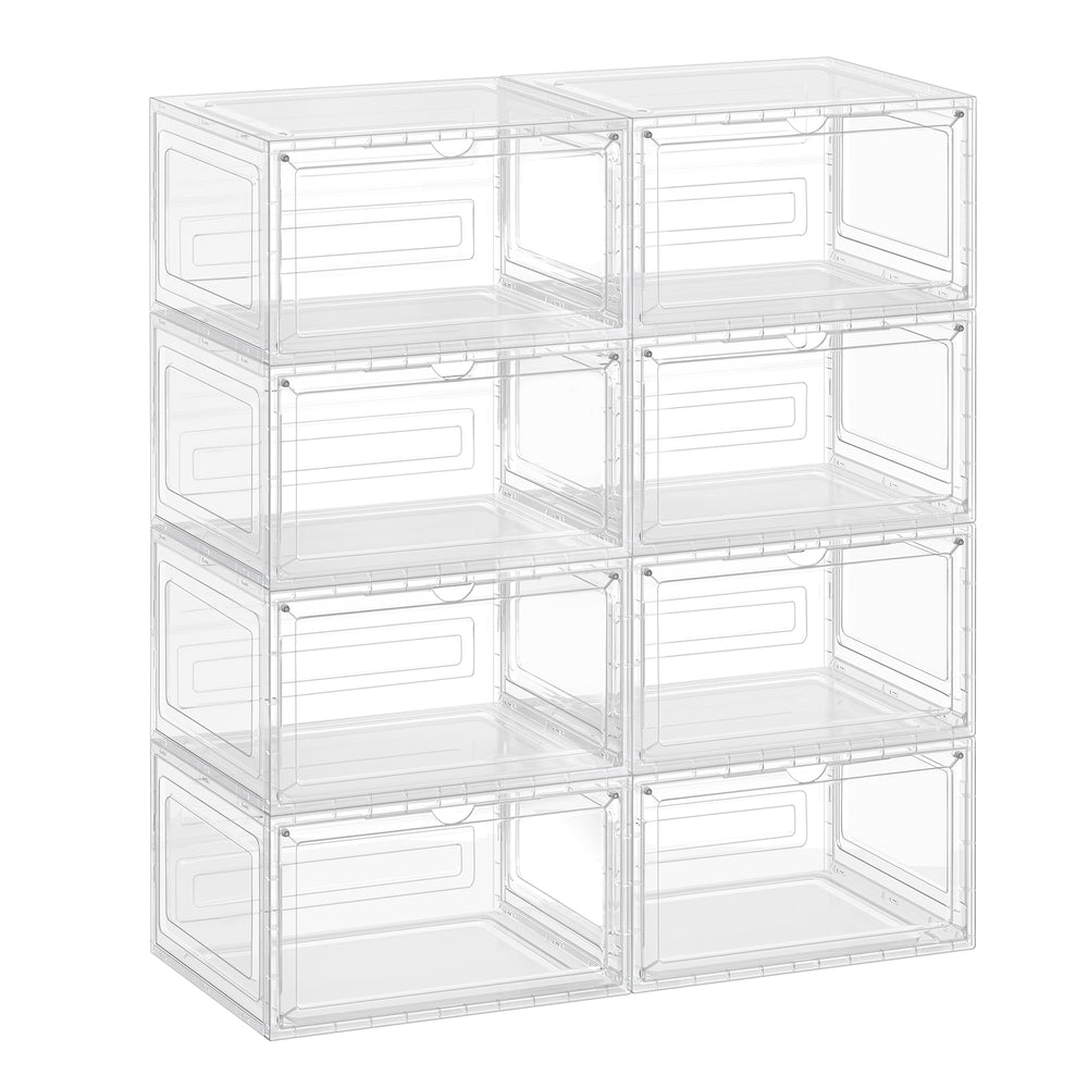 Shoe Boxes Set of 6 13 x 11.2 x 7.6 Inches Transparent White - Clear