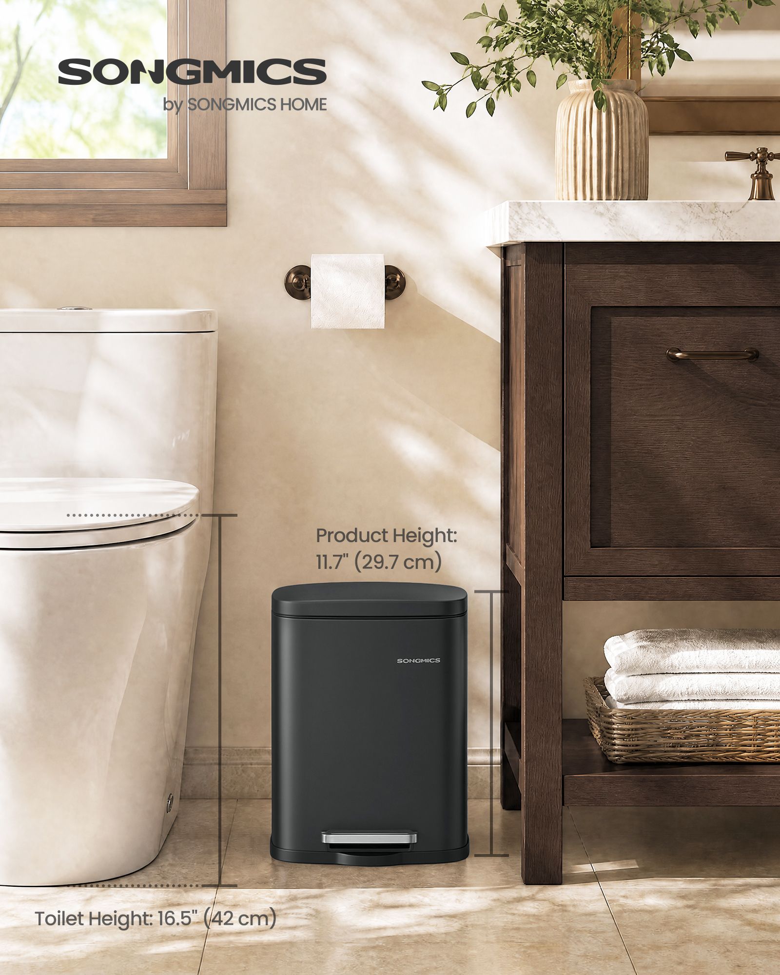 Small Bathroom Trash Can - Ink Black
