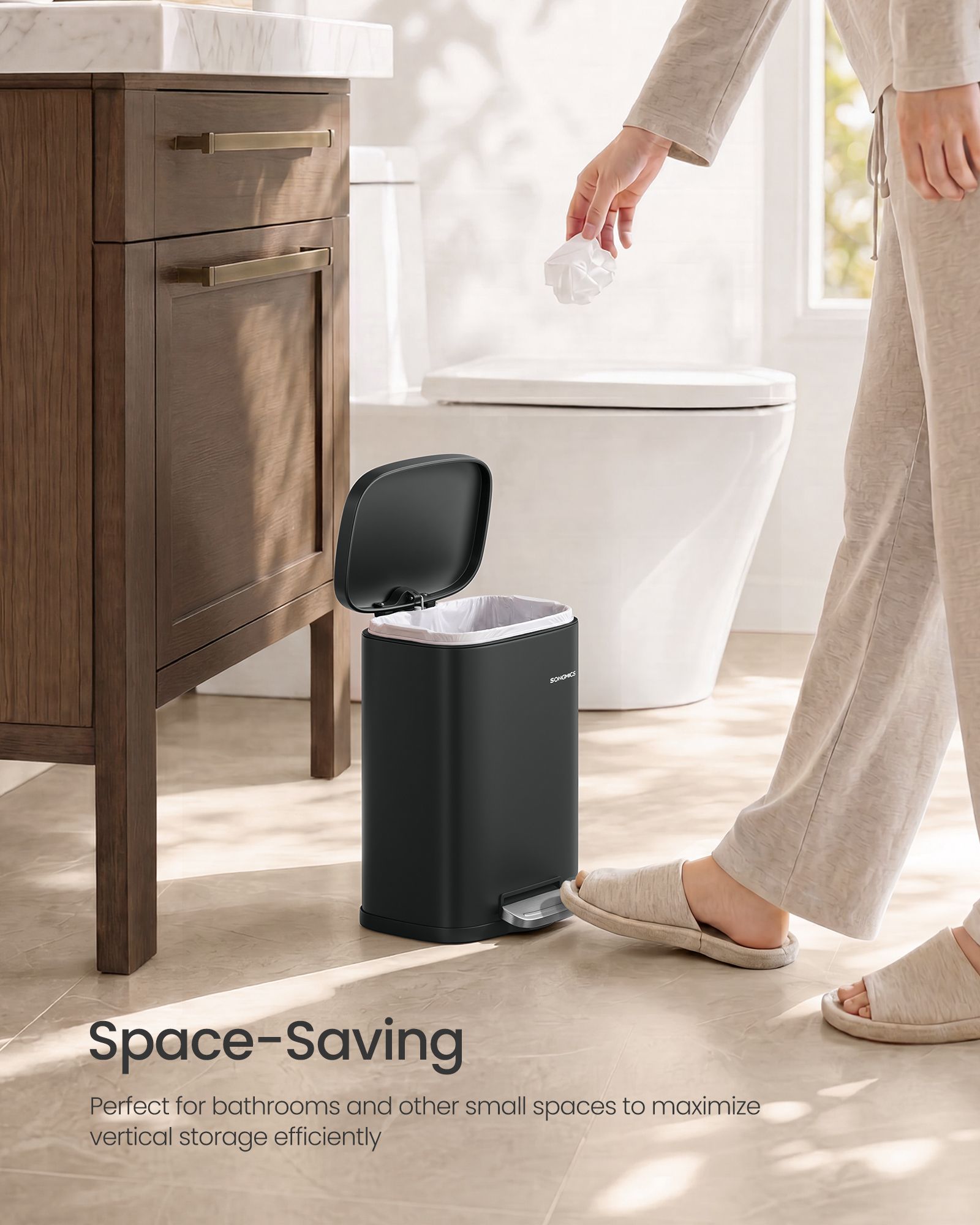 Small Bathroom Trash Can - Ink Black