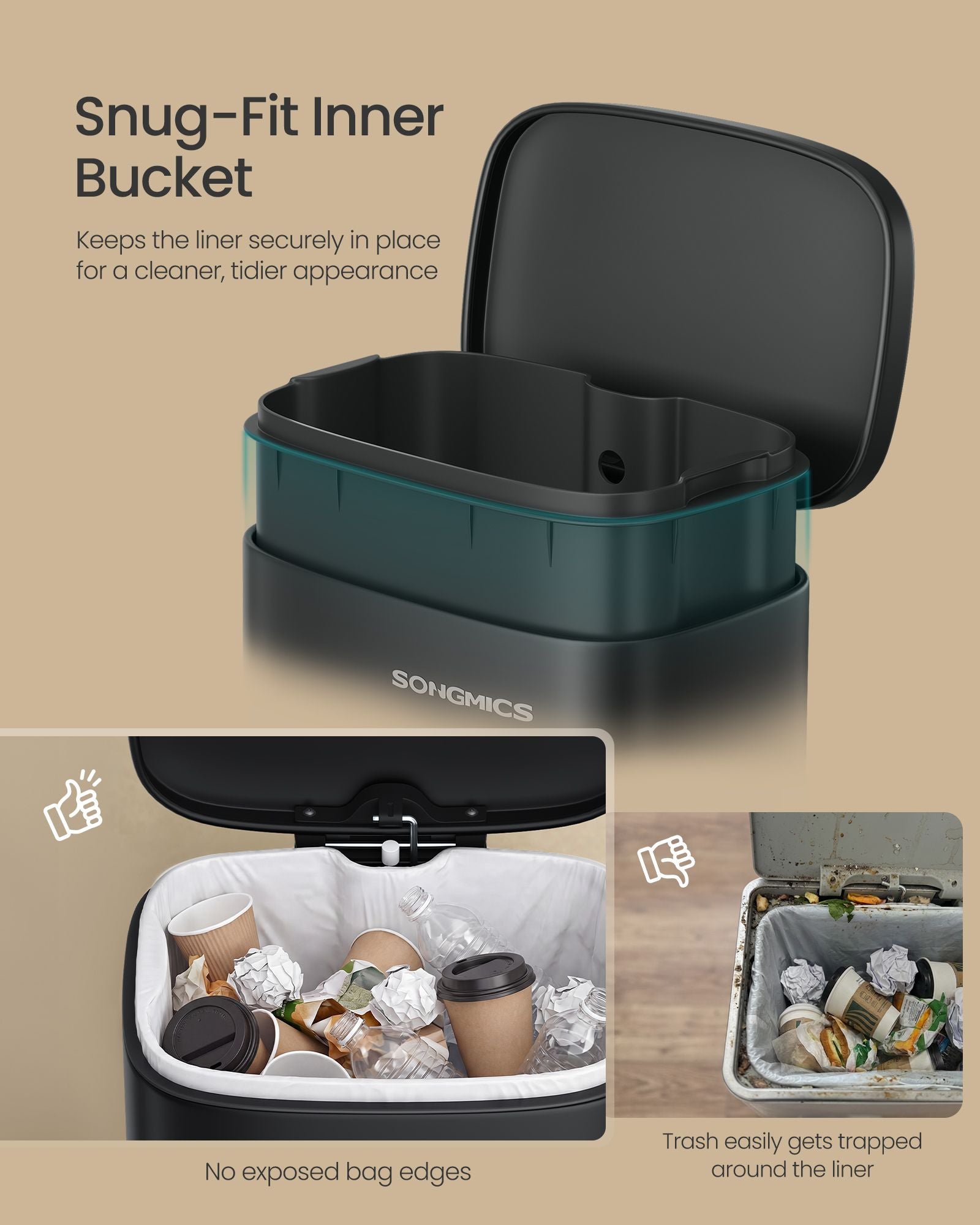 Stainless Steel Trash Can - Smoky Black
