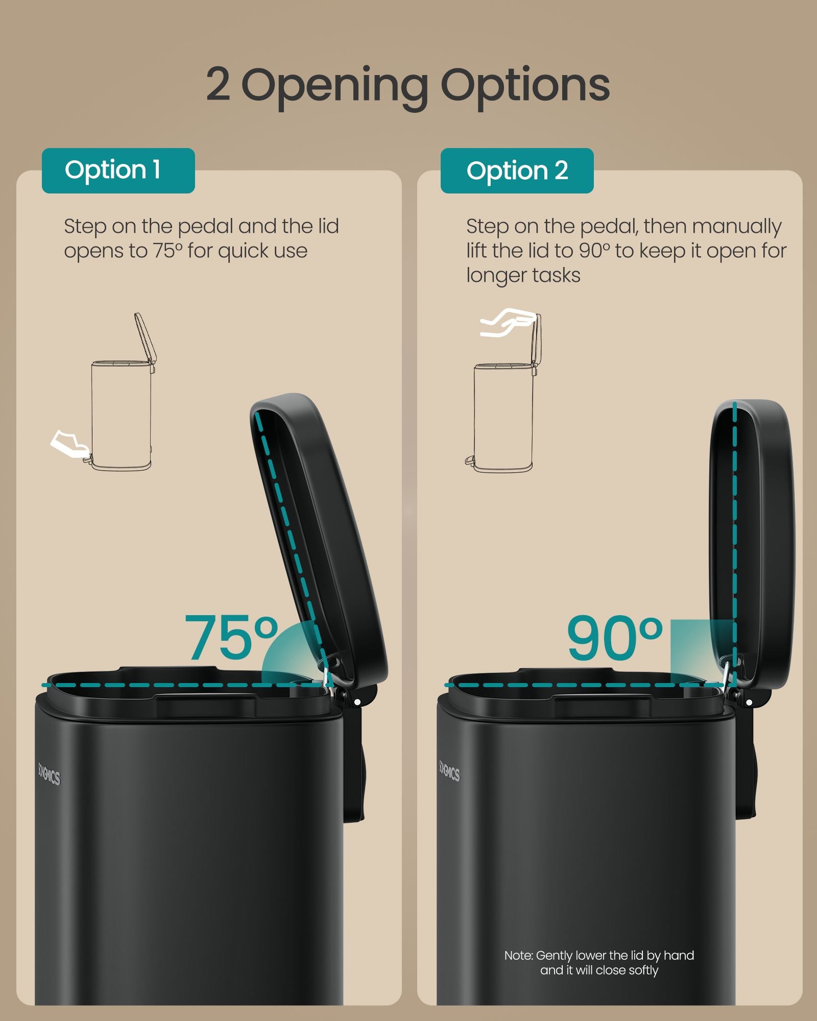 Stainless Steel Trash Can - Smoky Black