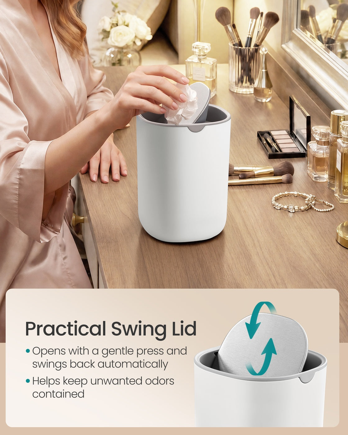 Mini Desk Trash Can with Lid