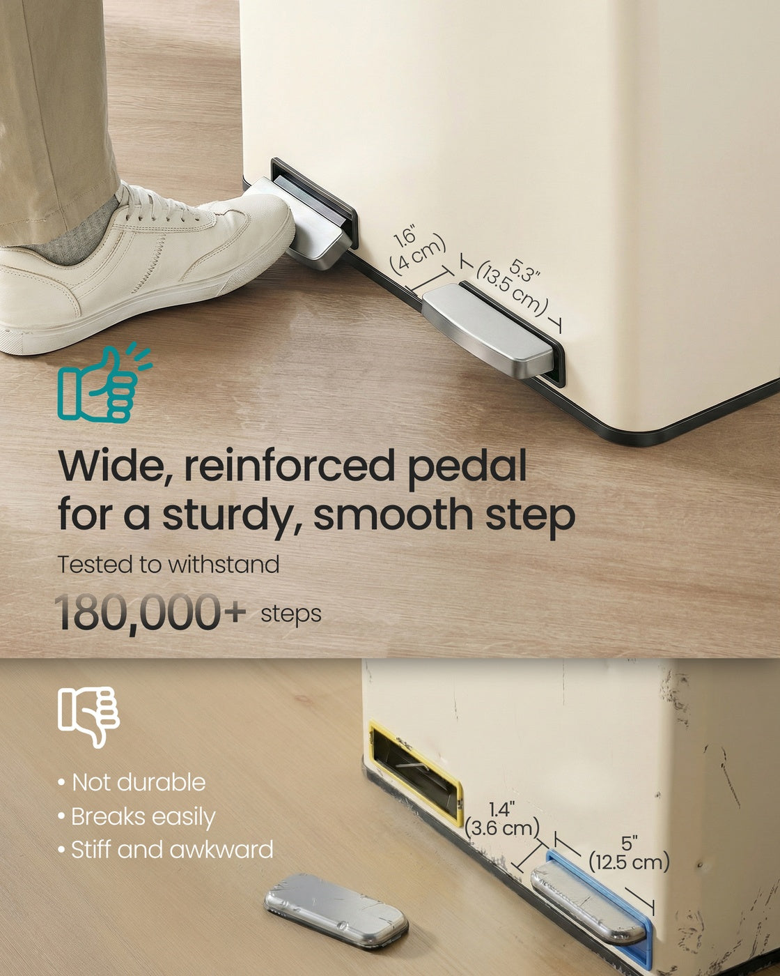 Double Compartment Stainless Steel Trash Can for Recycling - Almond