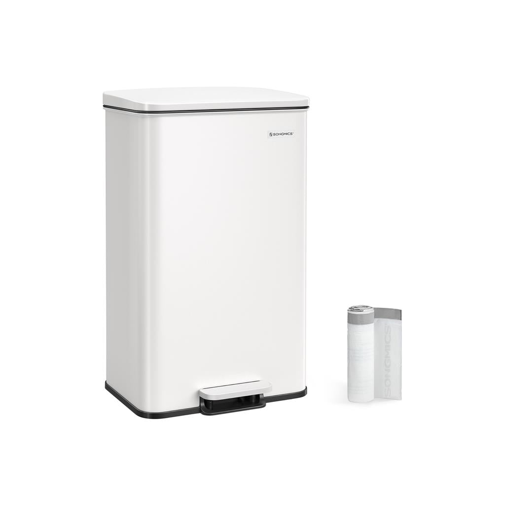 10.5 Gallon Kitchen Trash Can with Lid - White
