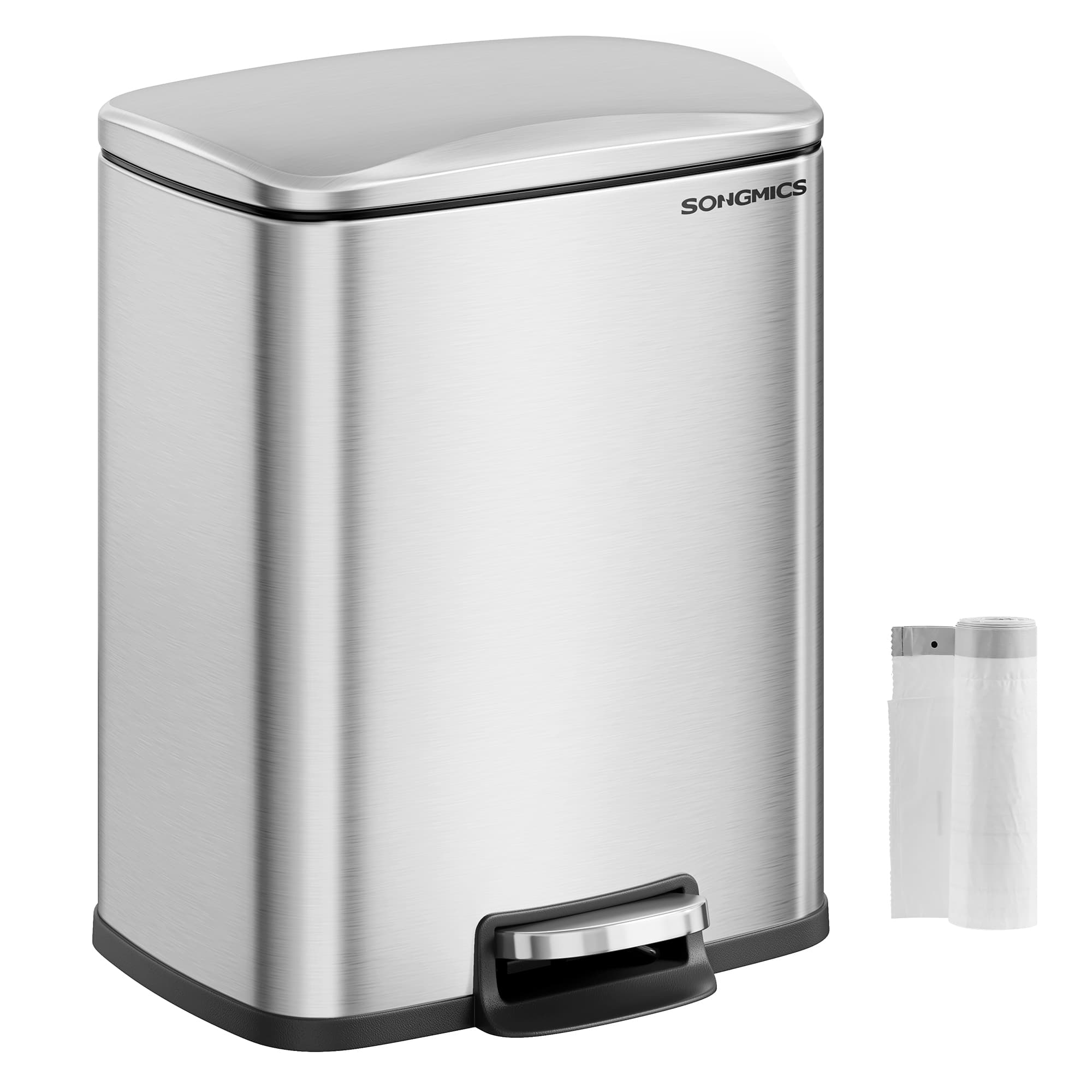5.2-Gallon Step Trash Can - Silver