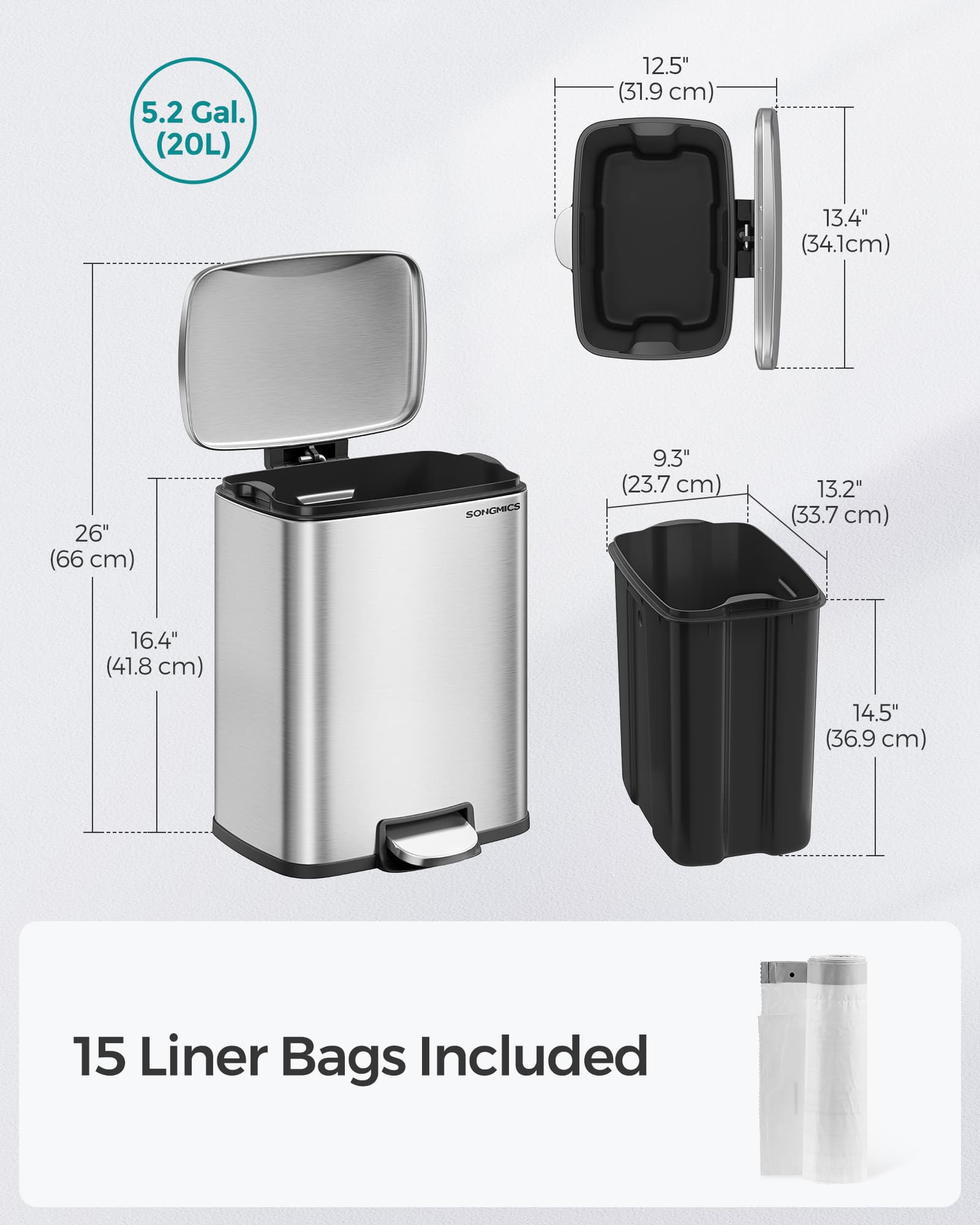 5.2-Gallon Step Trash Can