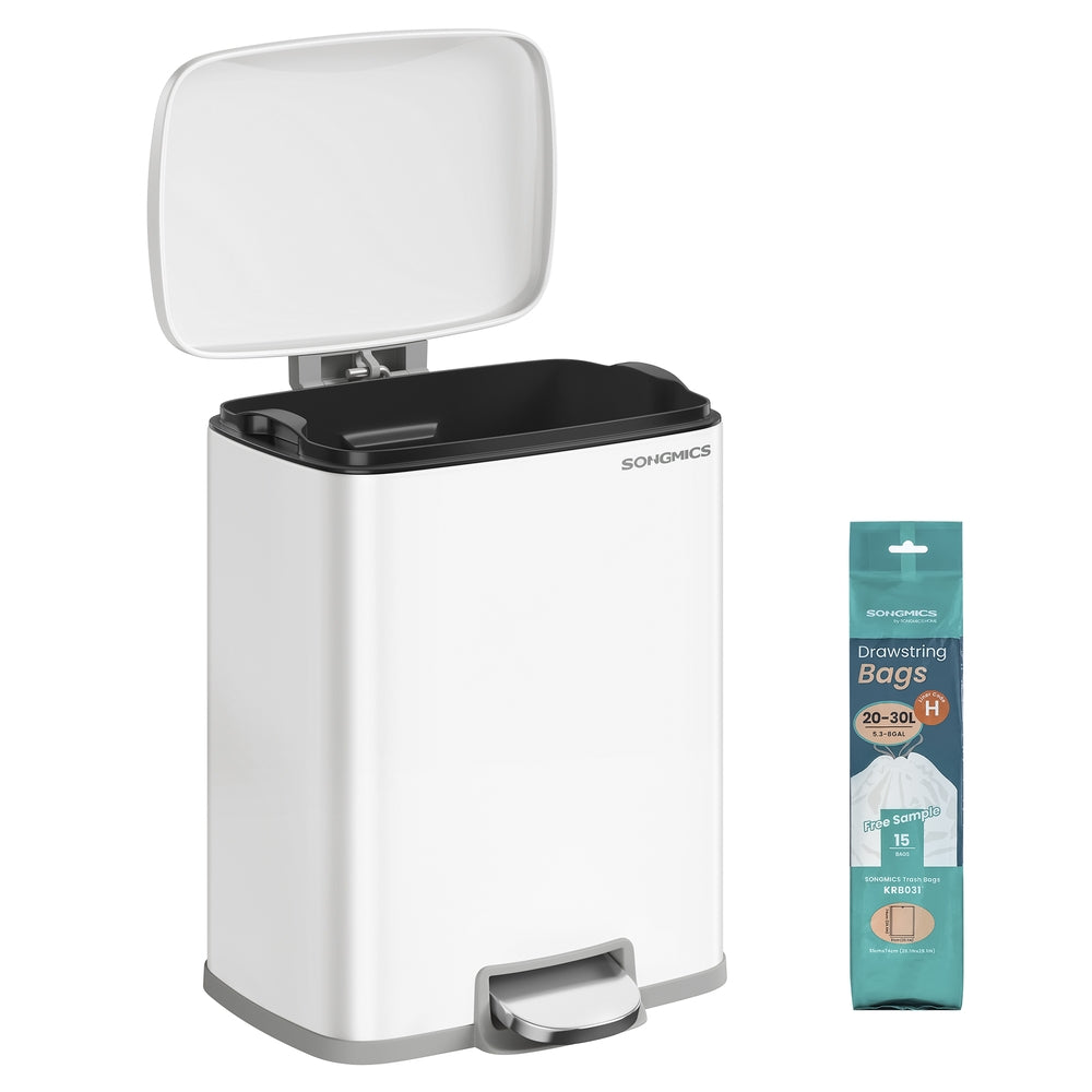 5.2-Gallon Step Trash Can - White