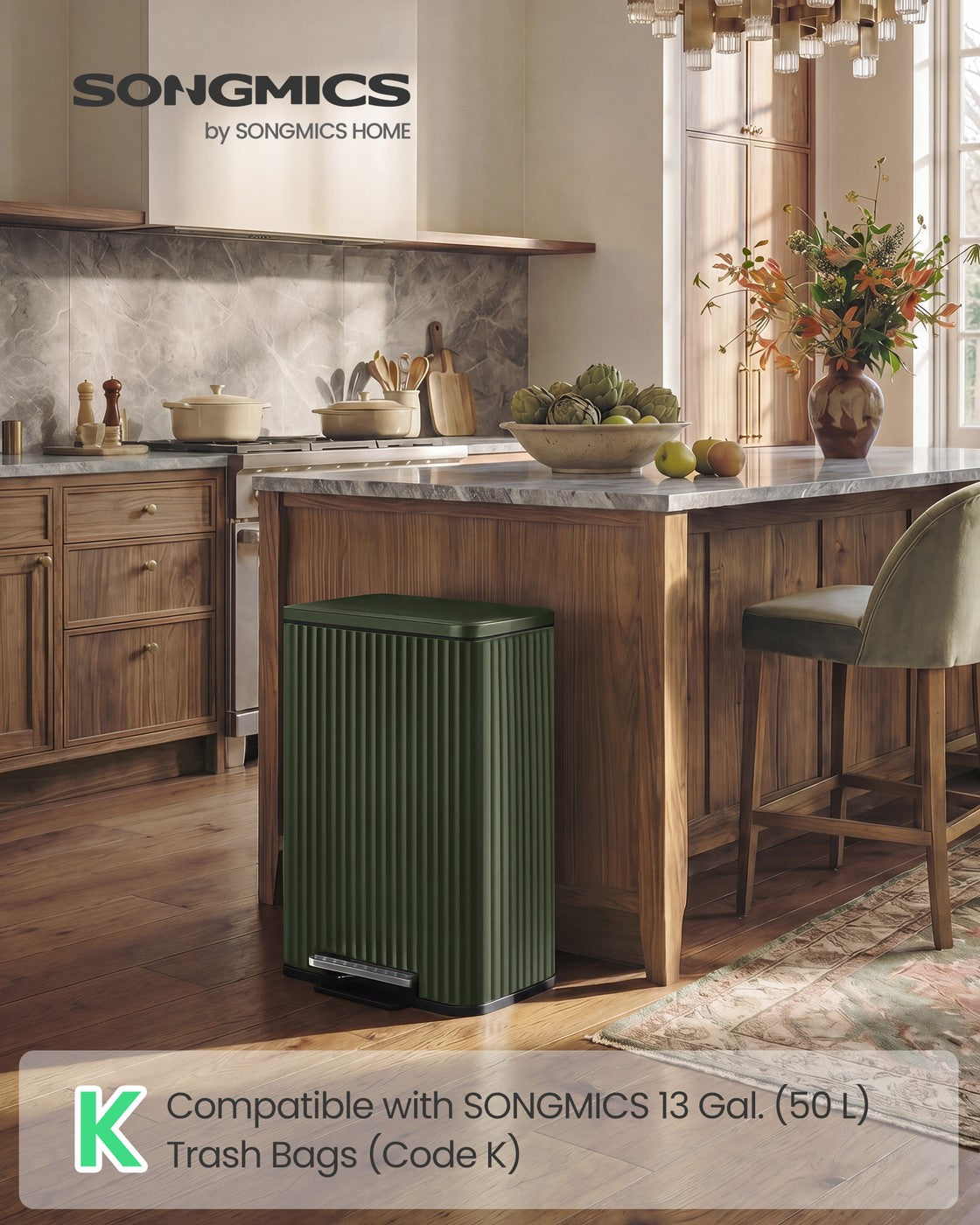 Stainless Steel Garbage Can 13 Gal - with Lid and Removable Inner Bucket