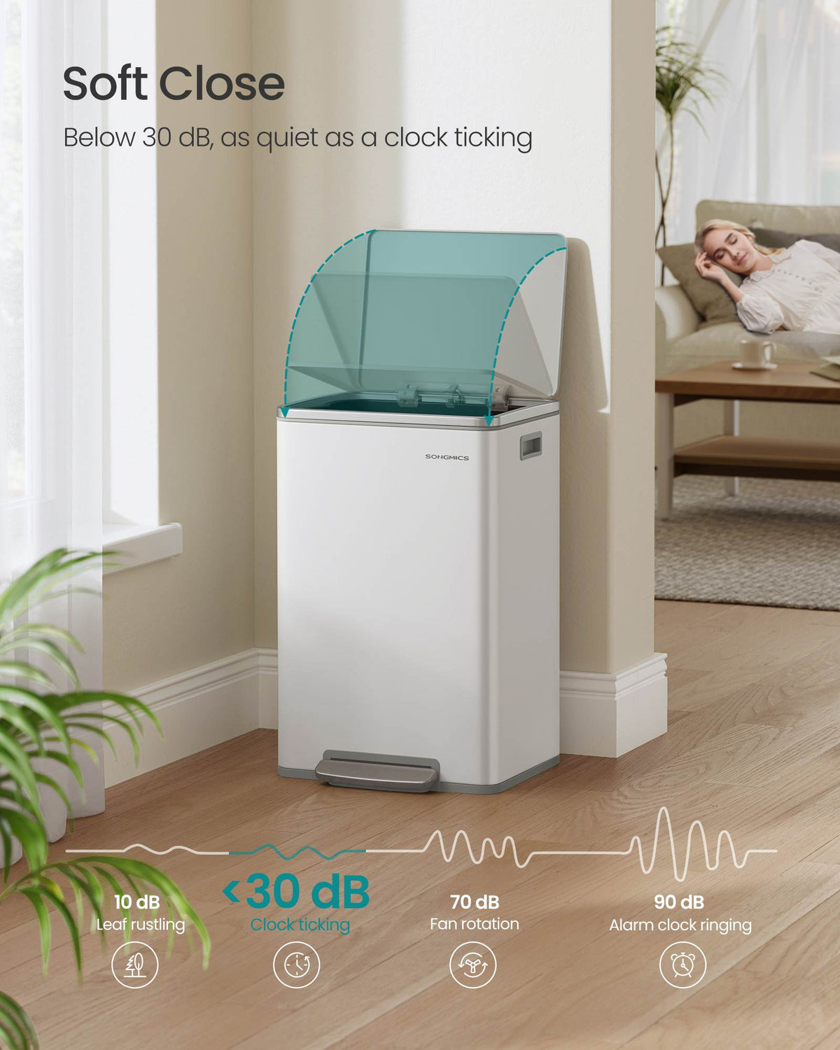 Trash Can - 13 Gallon - Soft-Close Lid - Removable Inner Bucket
