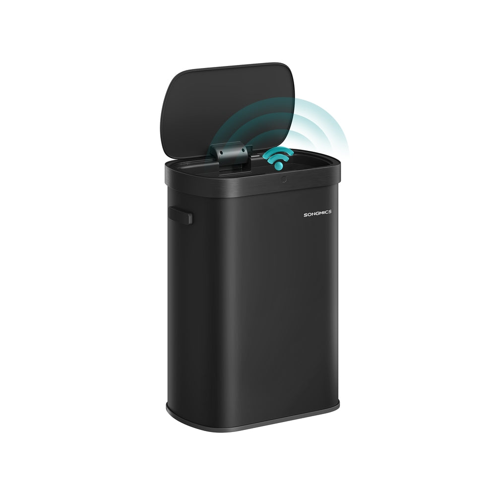 13-Gallon Motion Sensor Trash Can - Soft Close - Dual Open - Stainless Steel - Ink Black - Ink Black