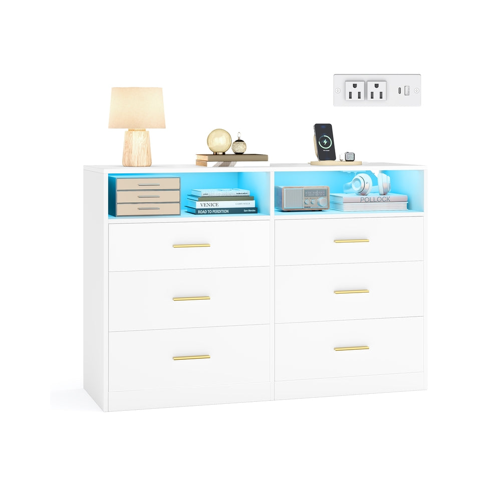 Wide 6-Drawer Dresser - White