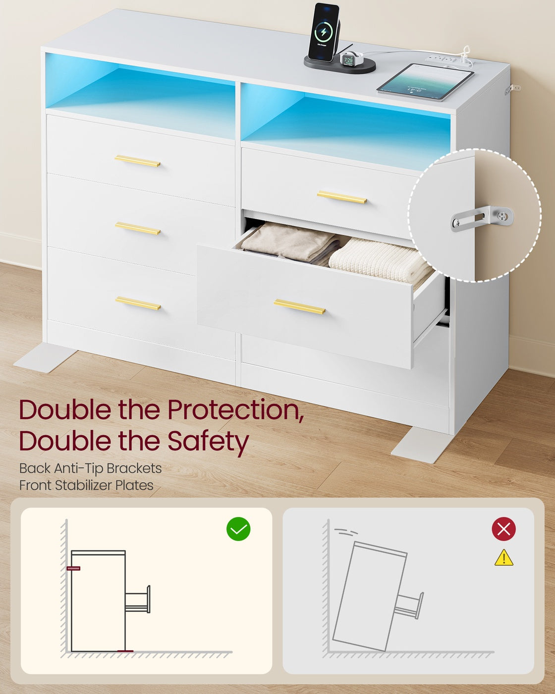 Wide 6-Drawer Dresser