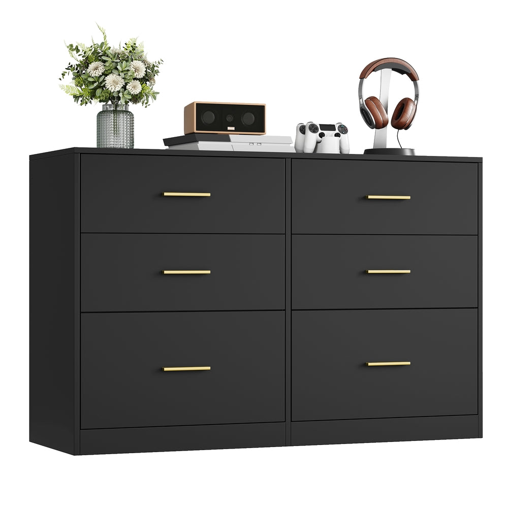 Wide 6-Drawer Dresser - Black