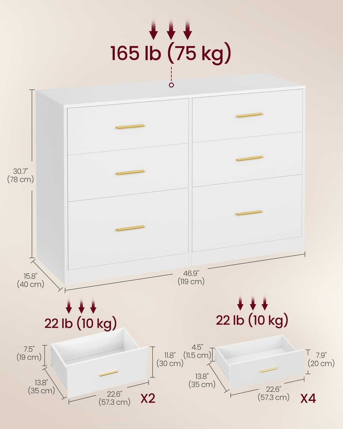 Wide 6-Drawer Dresser