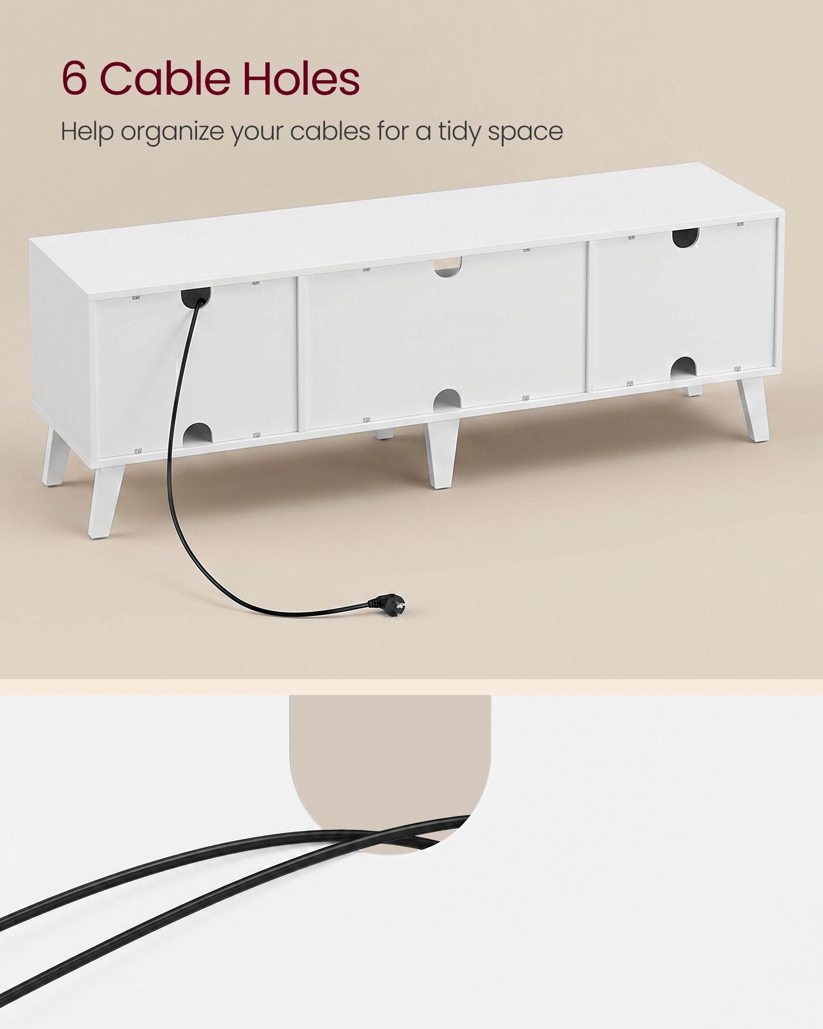 Stand for 65-Inch TVs - Entertainment Center with Adjustable Shelf - 58-Inch Long Media Console Table - Transitional Style - for Living Room - Bedroom - White ULTV556W101S