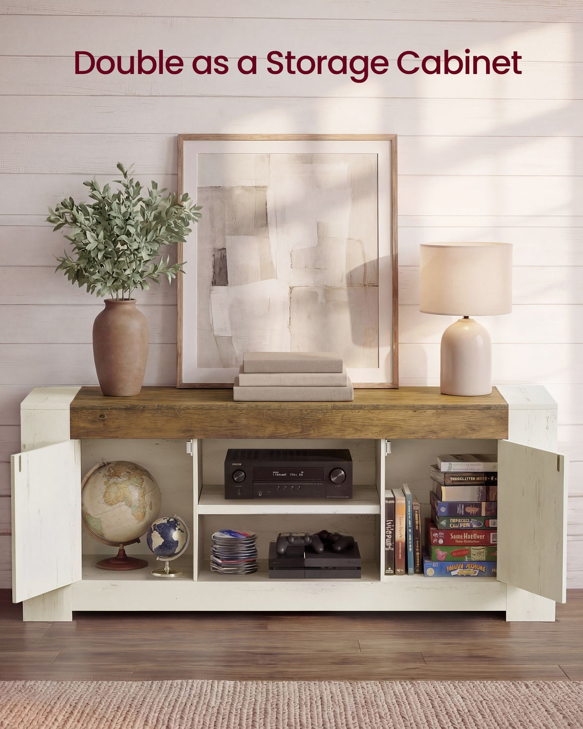 TV Stand - Farmhouse Entertainment Center - Storage Cabinets