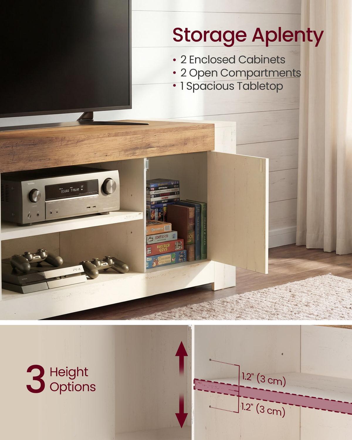 TV Stand - Farmhouse Entertainment Center - Storage Cabinets