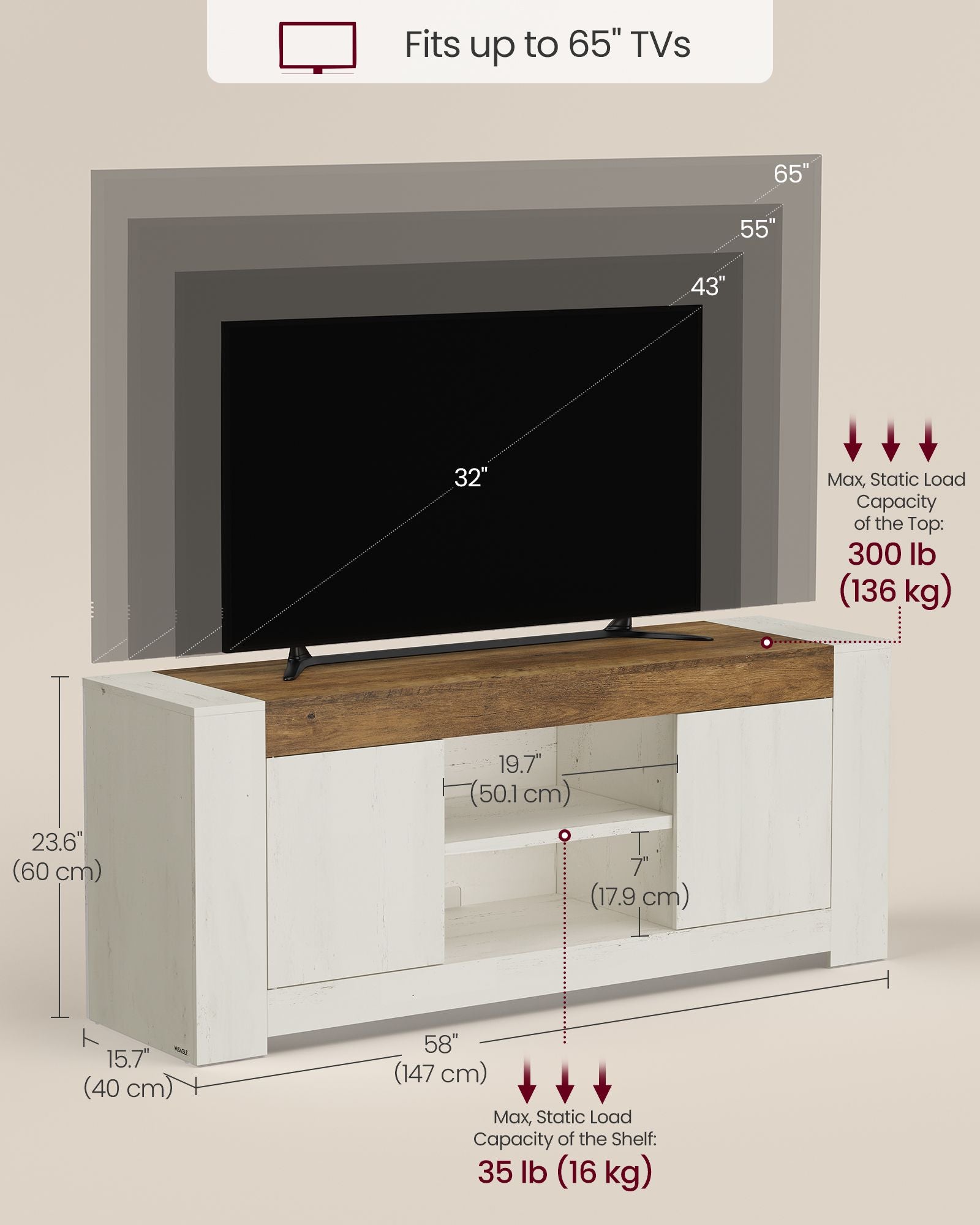 TV Stand - Farmhouse Entertainment Center - Storage Cabinets