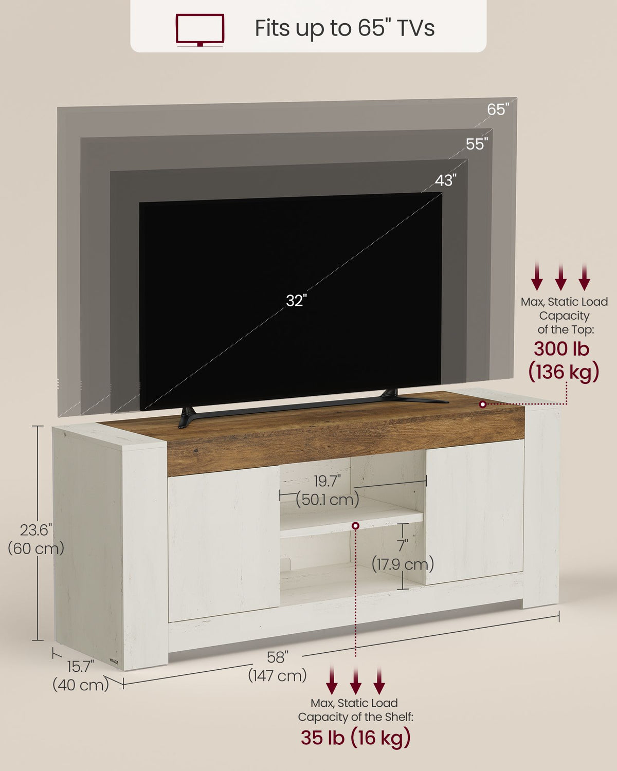 TV Stand - Farmhouse Entertainment Center - Storage Cabinets