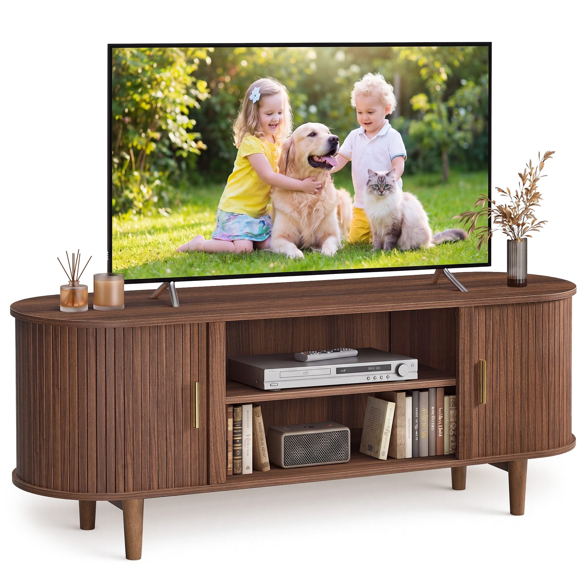 TV Stand for 65-Inch TVs - Chestnut Walnut