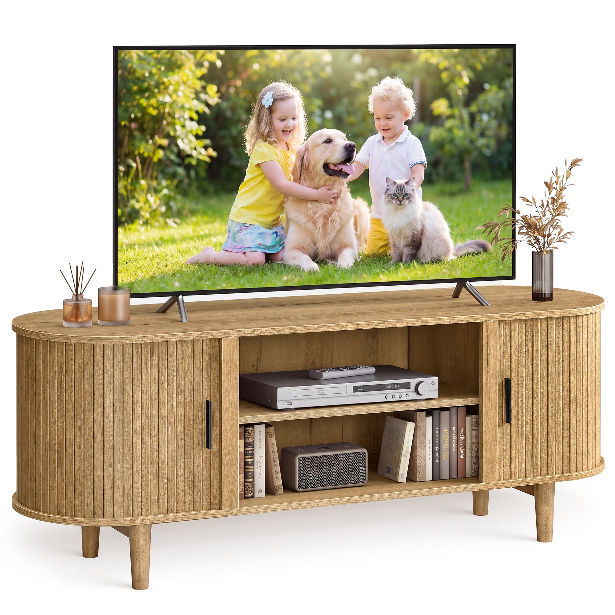 TV Stand for 65-Inch TVs - Sand Brown