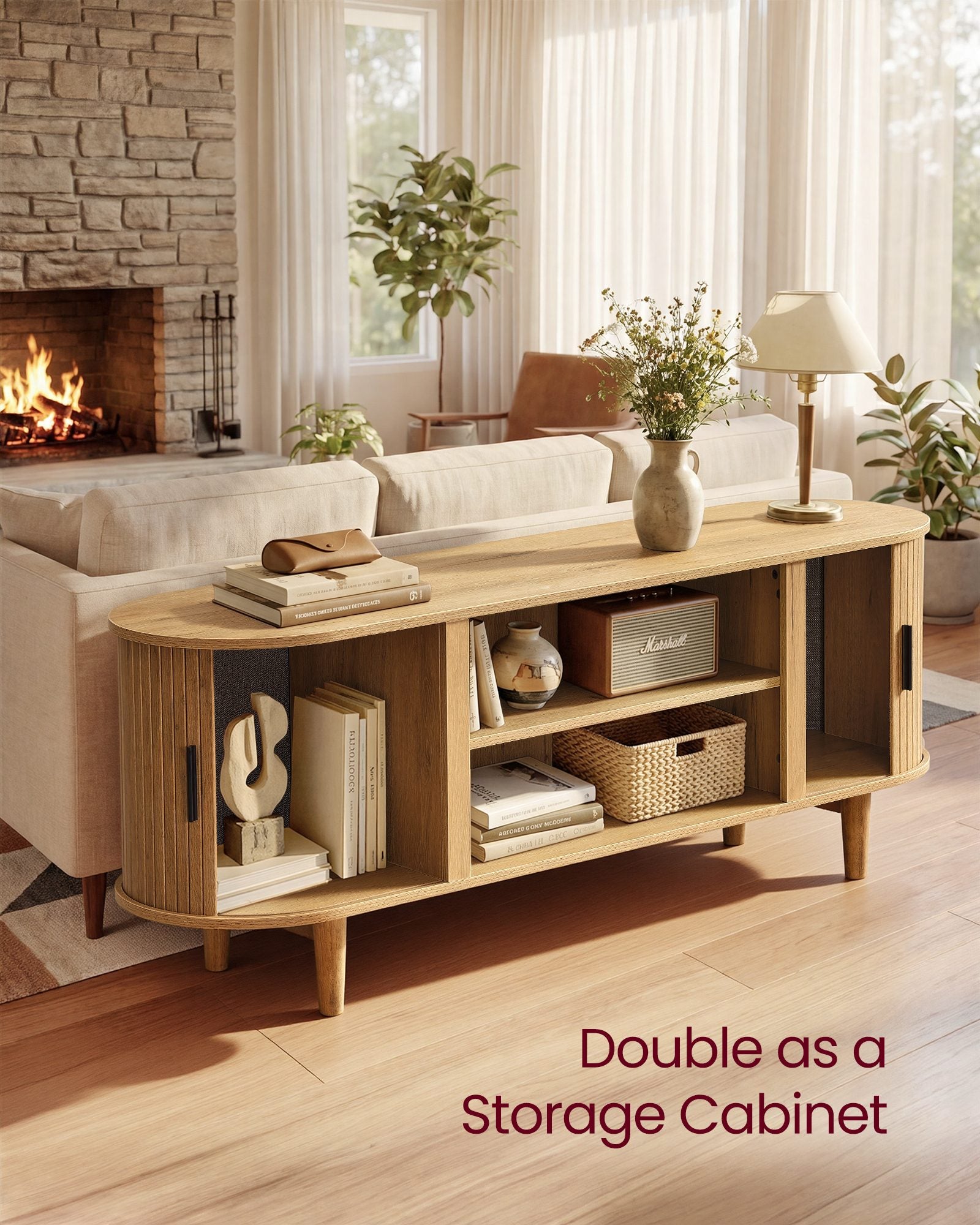 TV Stand for 65-Inch TVs - Sand Brown