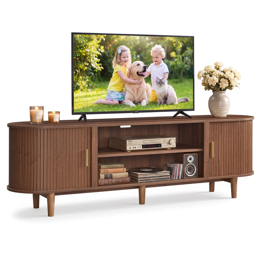 TV Stand for 80-Inch TVs - Walnut Brown