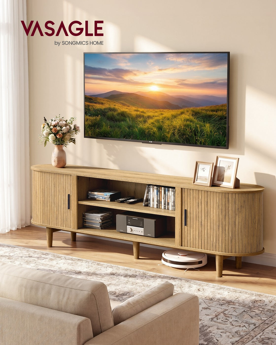 TV Stand for 80-Inch TVs - Sand Brown