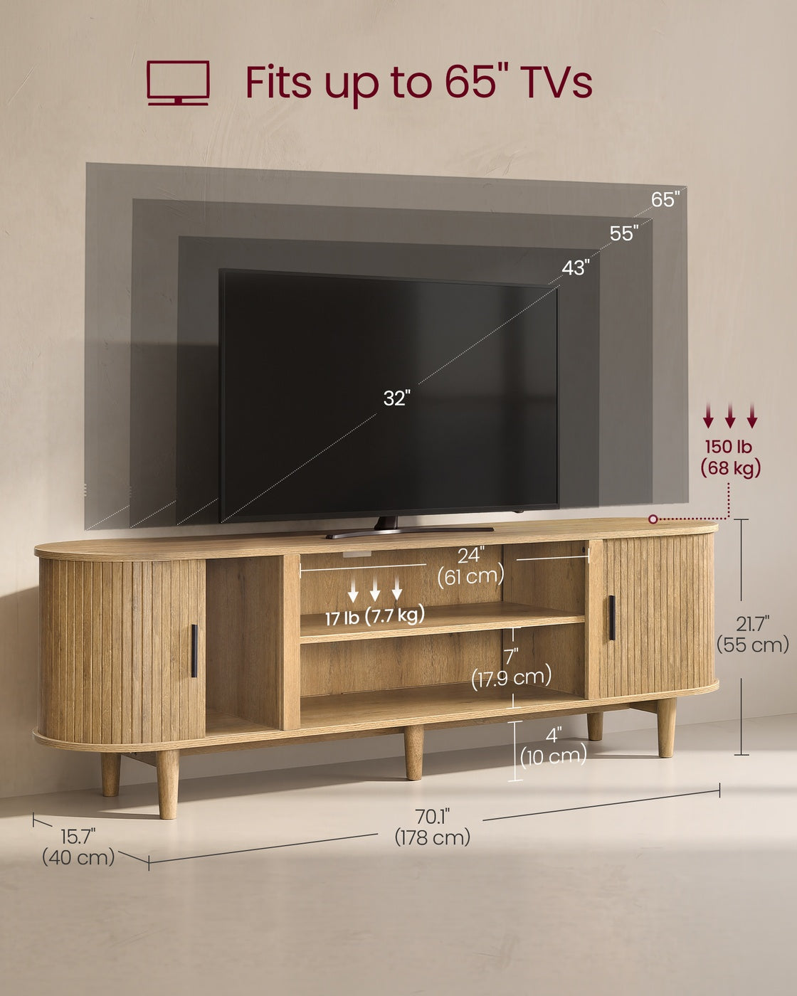 TV Stand for 80-Inch TVs - Sand Brown
