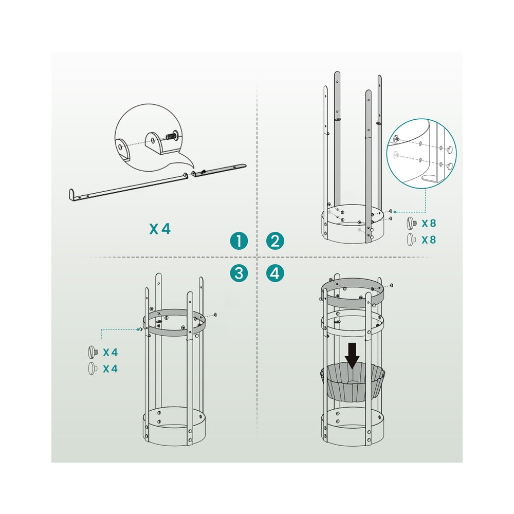 Steel Umbrella Stand with Round Holder and Detachable Drip Tray