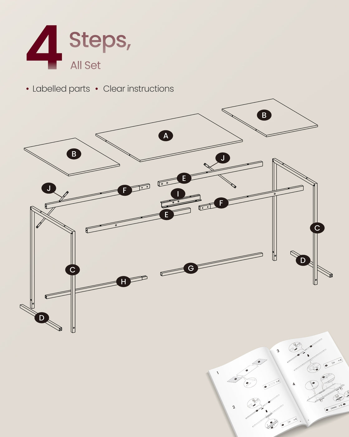 Particleboard Gaming Table with Steel Frame for Home Office