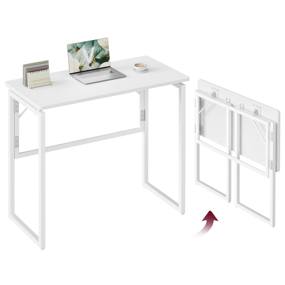 One-Piece Foldable Computer Desk with Rounded Edges - Matte White - 31.5"W x 15.7"D x 29.1"H
