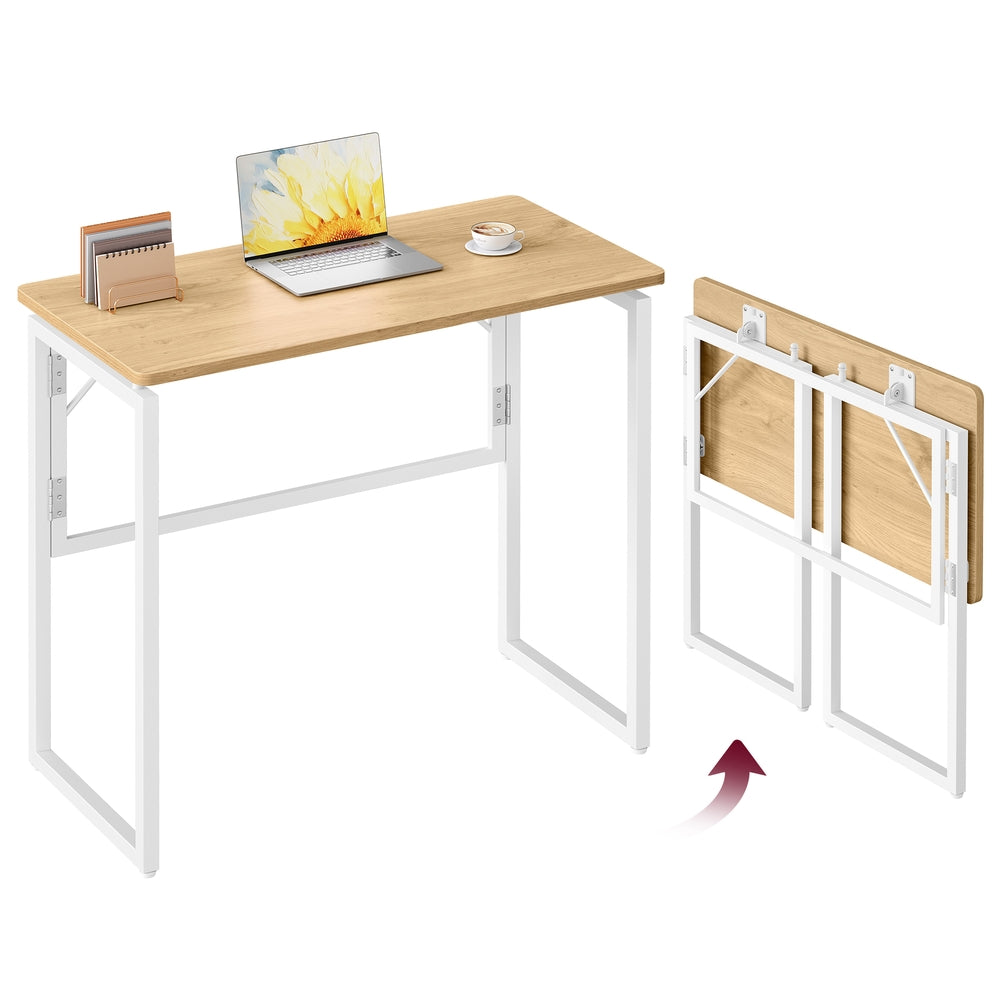 One-Piece Foldable Computer Desk with Rounded Edges - Straw Yellow - 31.5"W x 15.7"D x 29.1"H