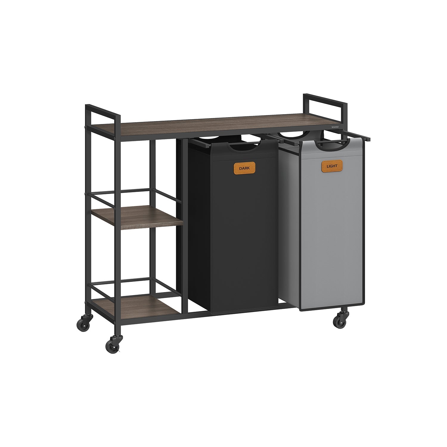 Laundry Hamper with Wheels, 2/3 Removable Liners, Adjustable Feet, Storage Shelves