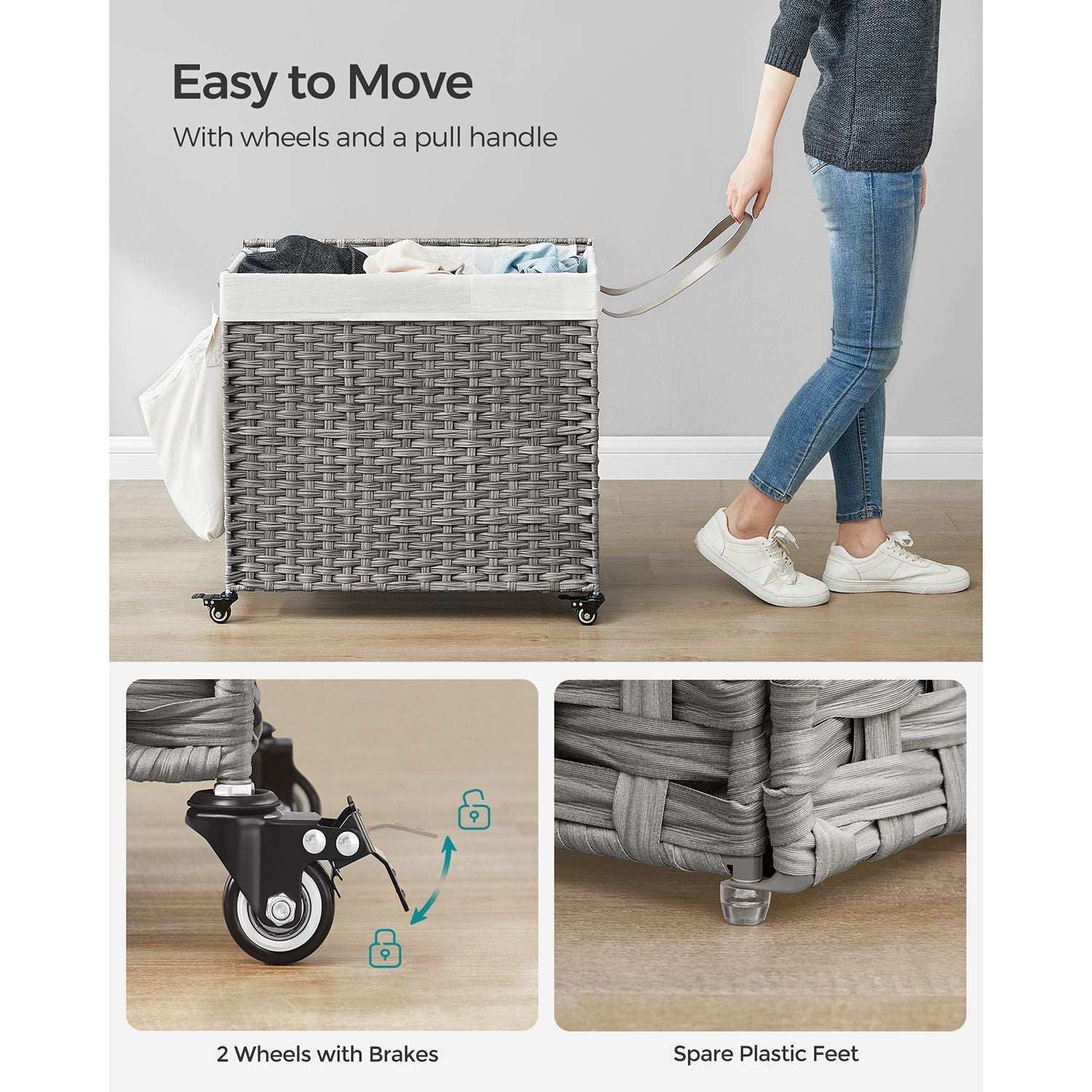 Laundry hamper - rolling laundry basket - with wheels