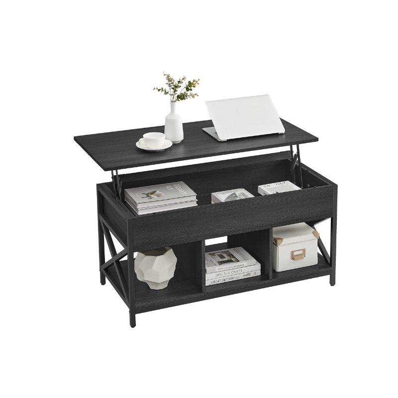 Lift-top coffee table - industrial style - adjustable height - hidden storage