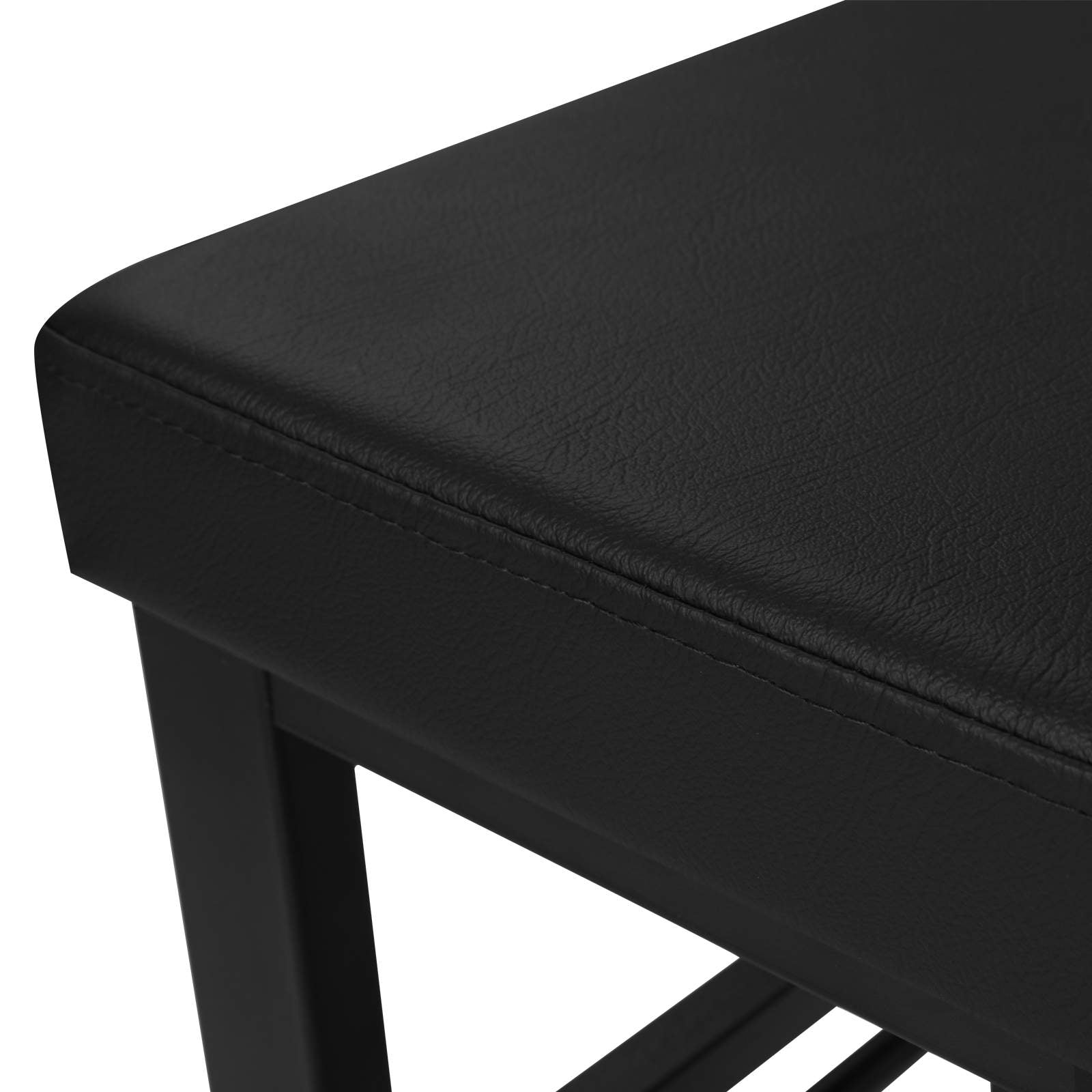 3-Tier Shoe Bench with Foam Padded Seat - Black Seat, Dull Polished Black Frame