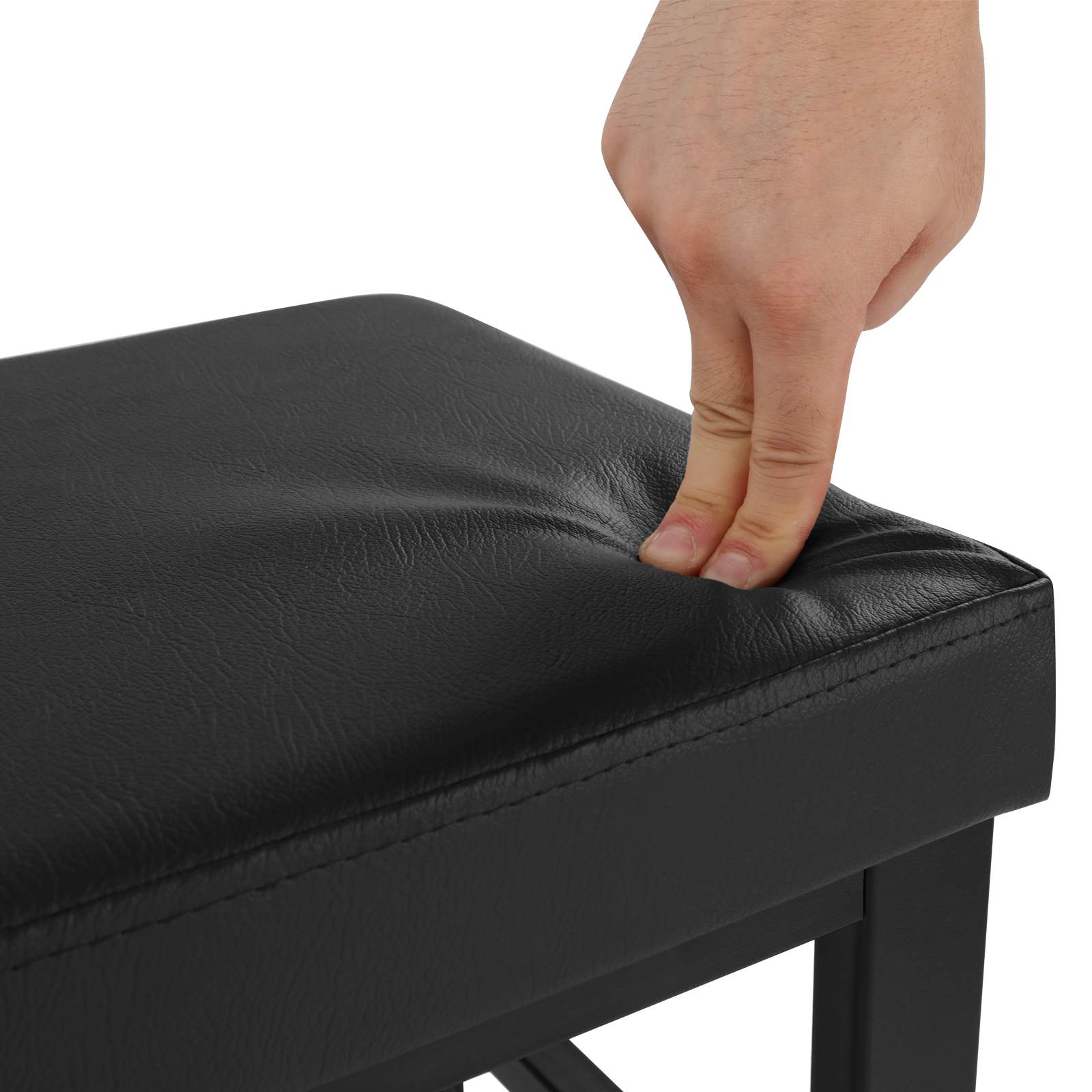 3-Tier Shoe Bench with Foam Padded Seat - Black Seat, Dull Polished Black Frame