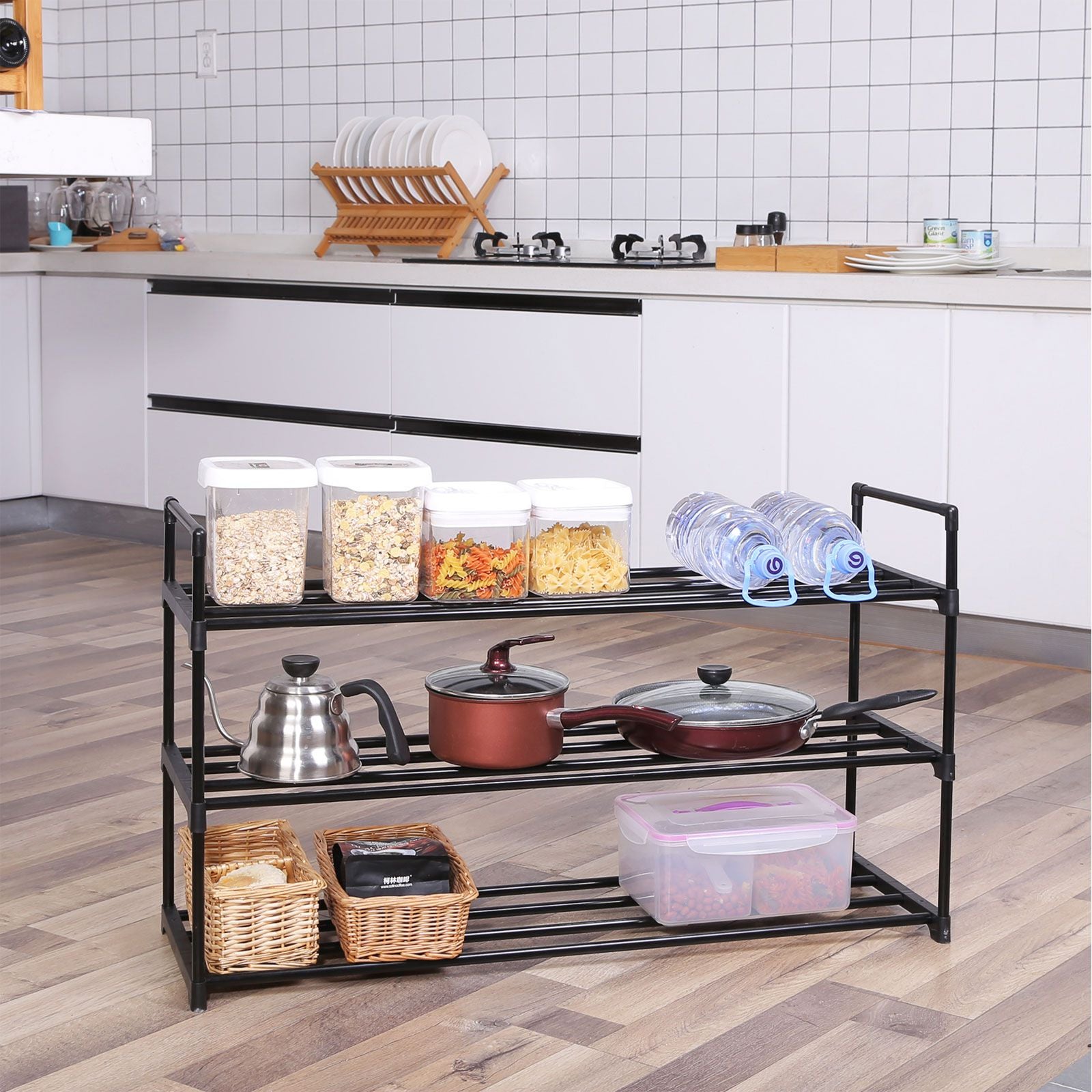 Shoe Rack - 3-Tier Shoe Storage Organizer - Metal Shoe Shelf