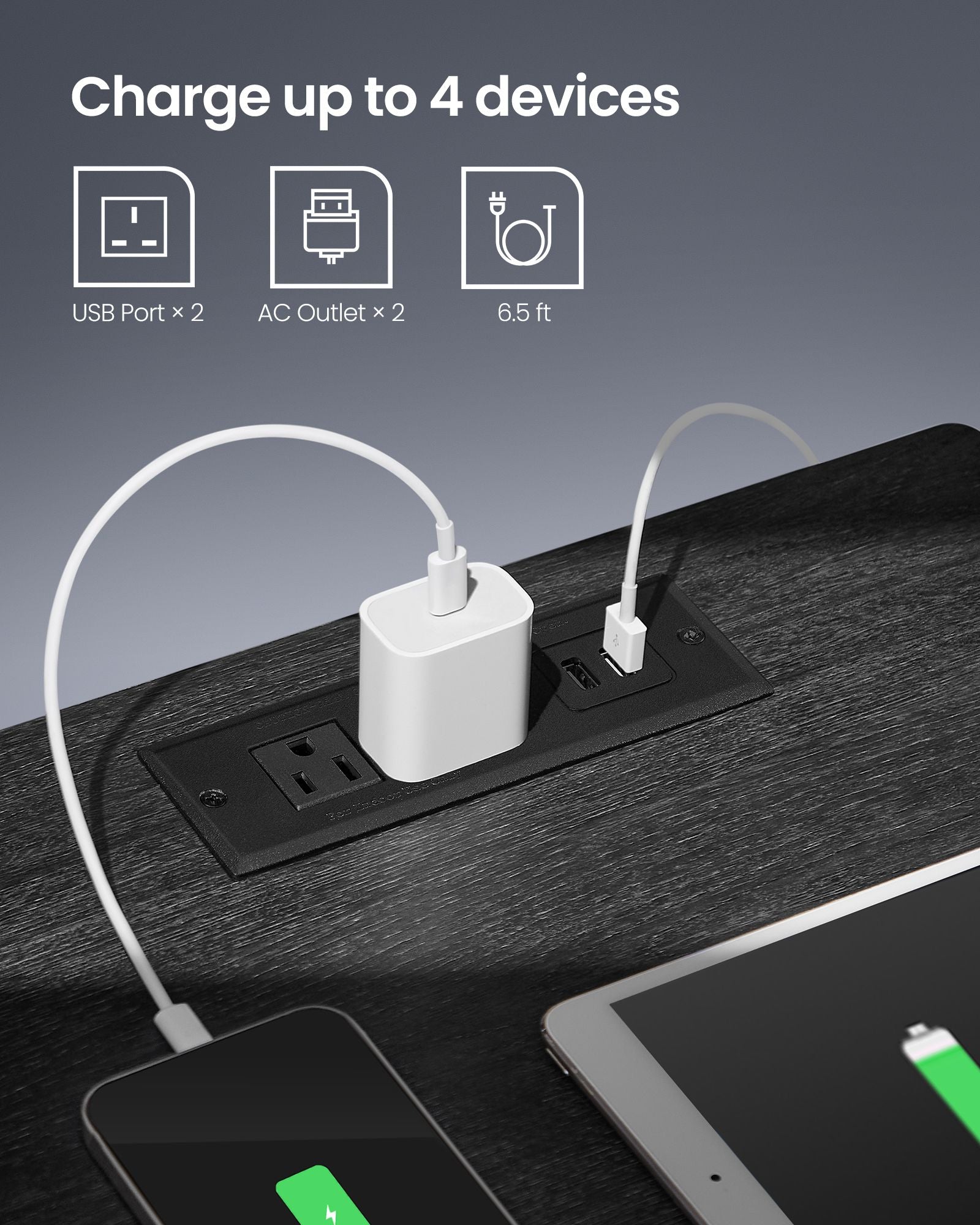 Modern led nightstand with charging station – white bedside table with drawer, open shelf & dual led strips