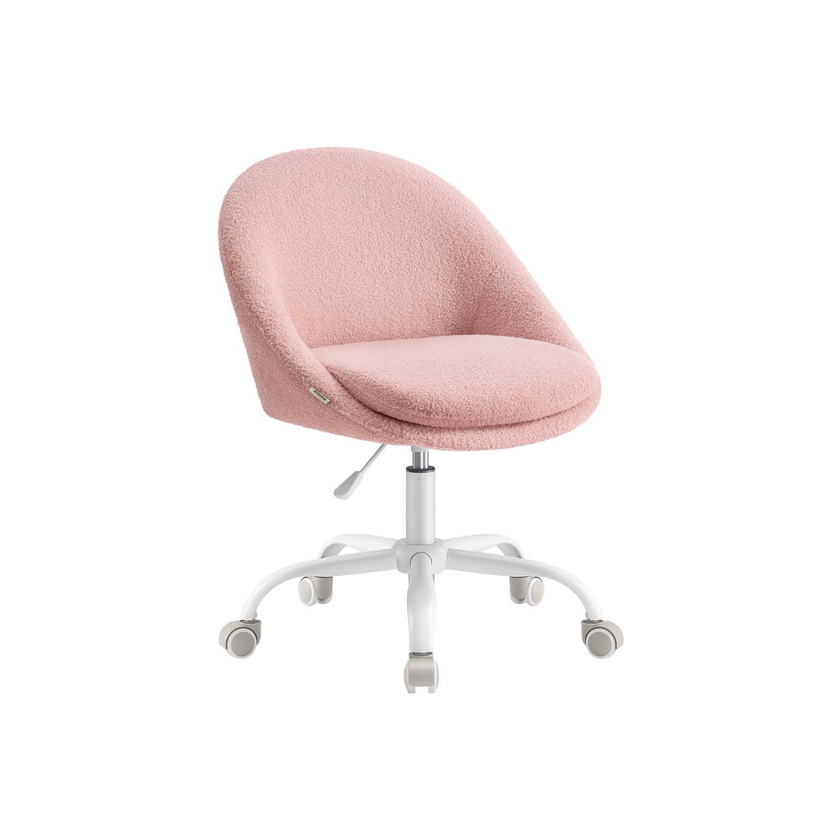 Sherpa Vanity Chair - Swivel Office Chair - Armless Design - Height Adjustable - Jelly Pink