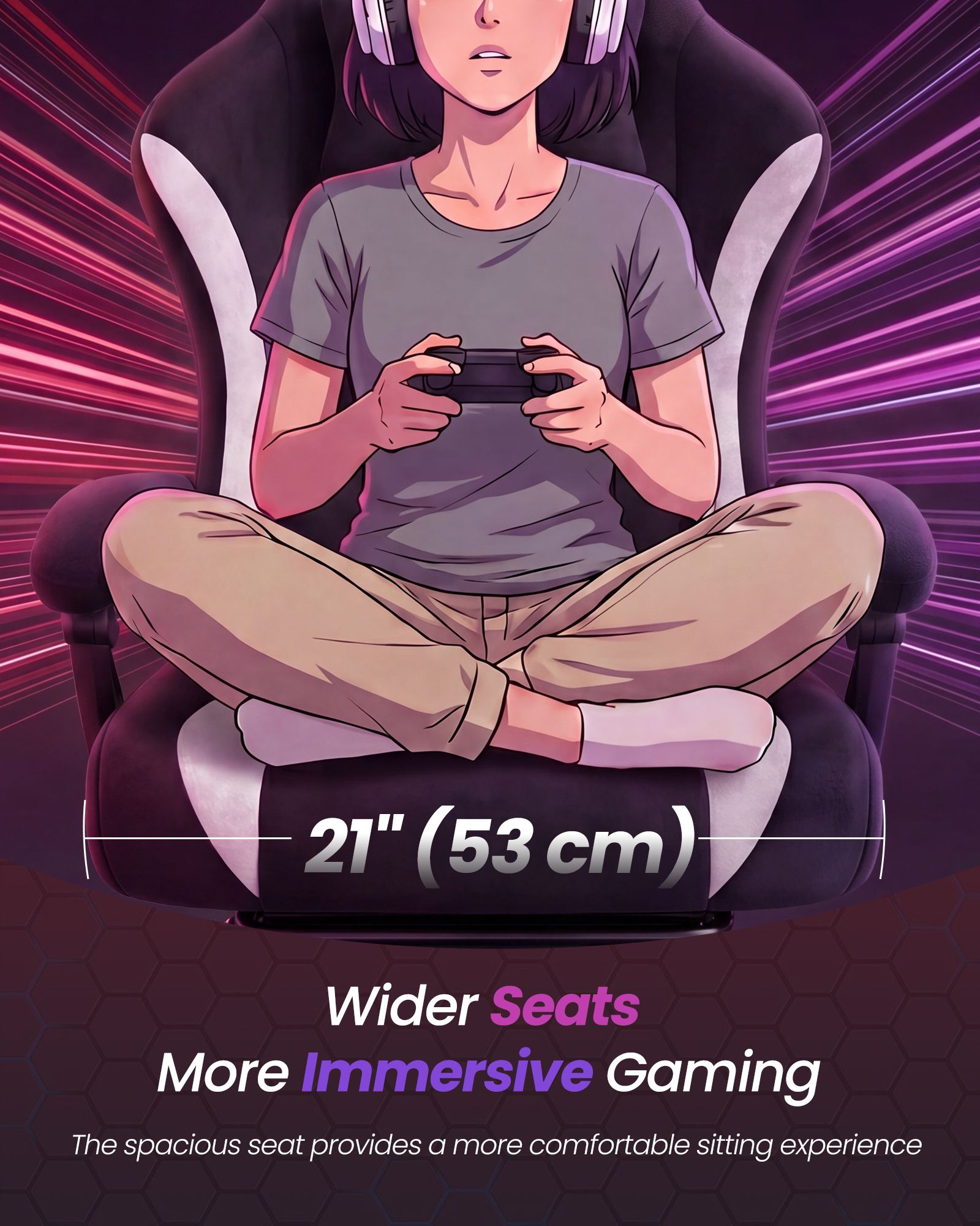 Gaming Chair - Ergonomic Computer Desk Chair with Footrest - Reclining Backrest - Ink Black and Cloud White - Ink Black