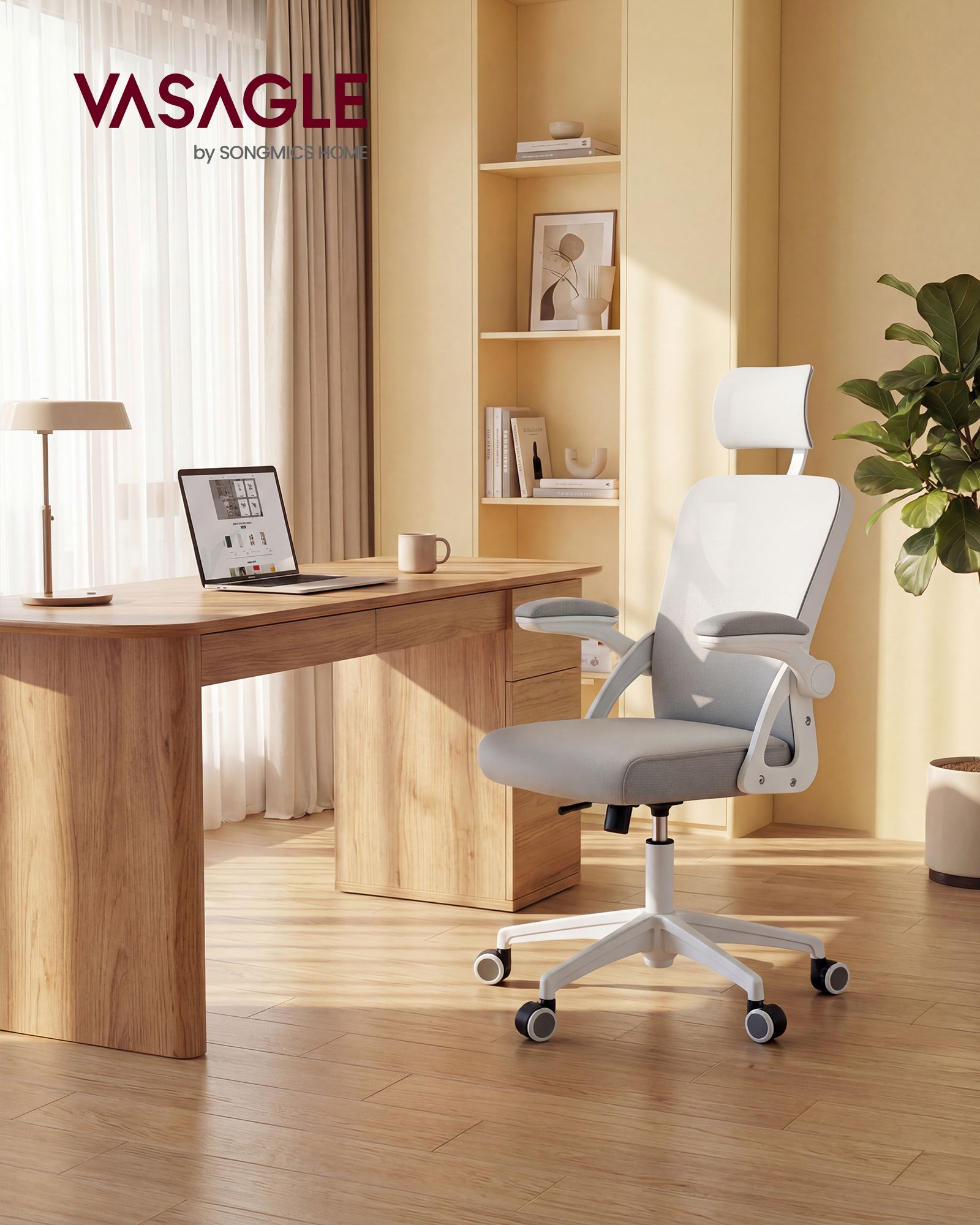Ergonomic Mesh Office Chairs with Adjustable Lumbar Support and Headrest - 24.4"D x 24.4"W x (41.7"-48.4"H)