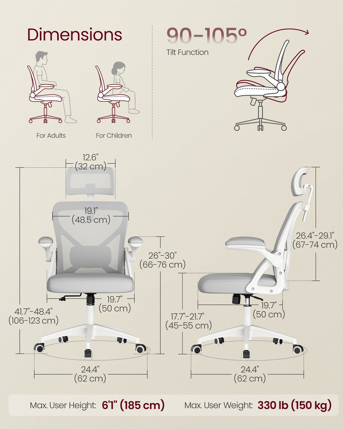 Ergonomic Mesh Office Chair With Headrest
