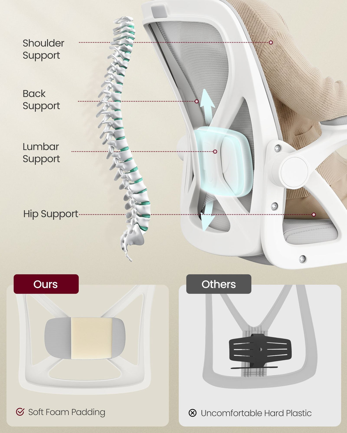 Ergonomic Mesh Office Chairs with Adjustable Lumbar Support - Set of 2